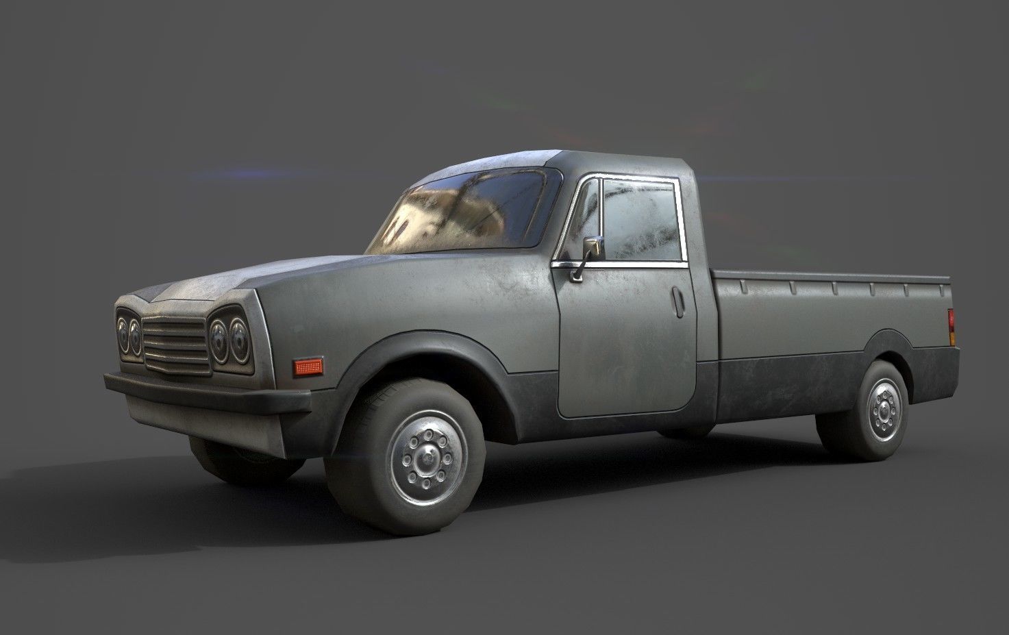 Generic PickUp Grey Low-poly 3D model_2