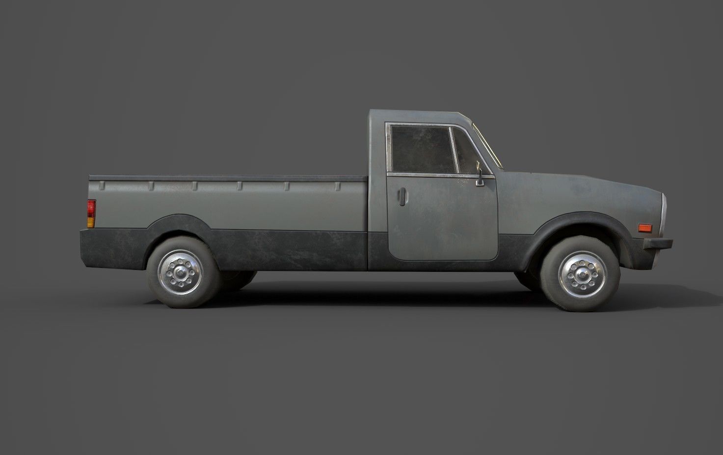 Generic PickUp Grey Low-poly 3D model_6