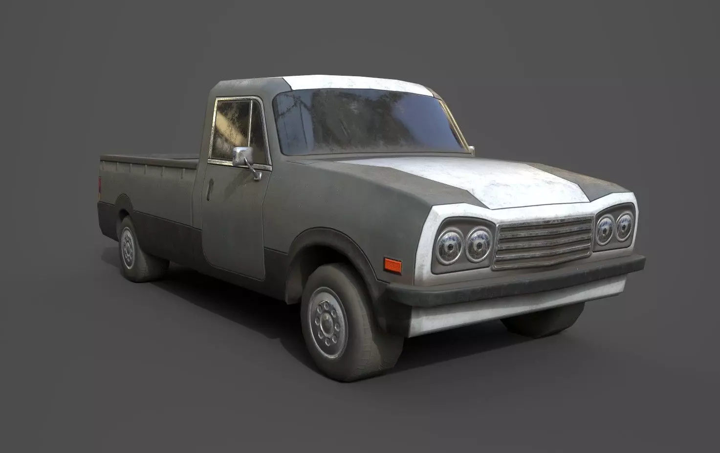 Generic PickUp Grey Low-poly 3D model_0