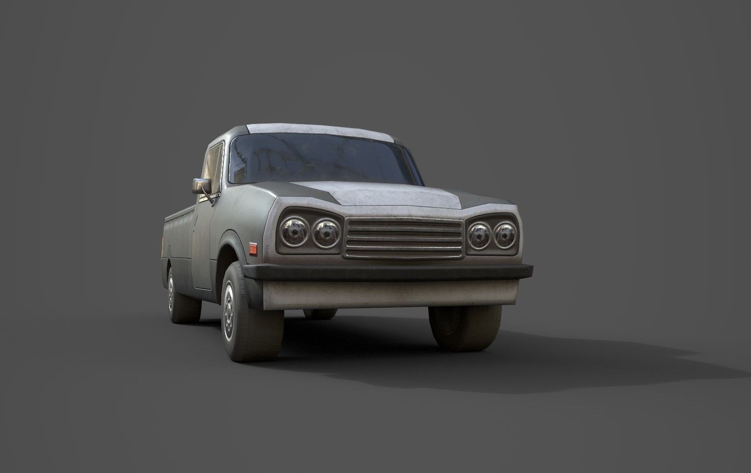 Generic PickUp Grey Low-poly 3D model_7