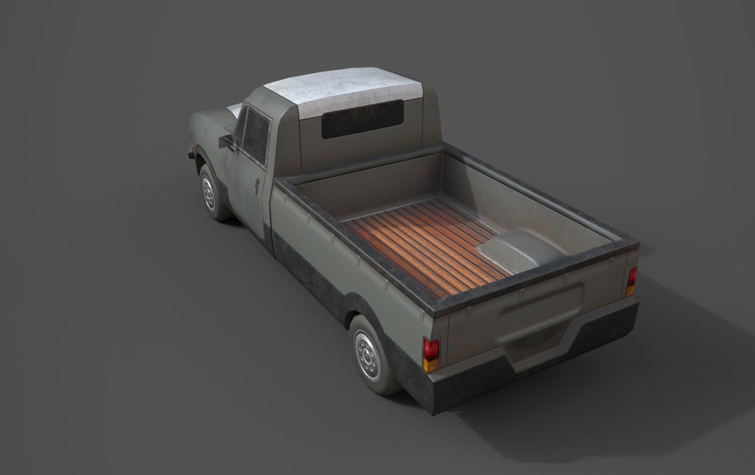 Generic PickUp Grey Low-poly 3D model_4