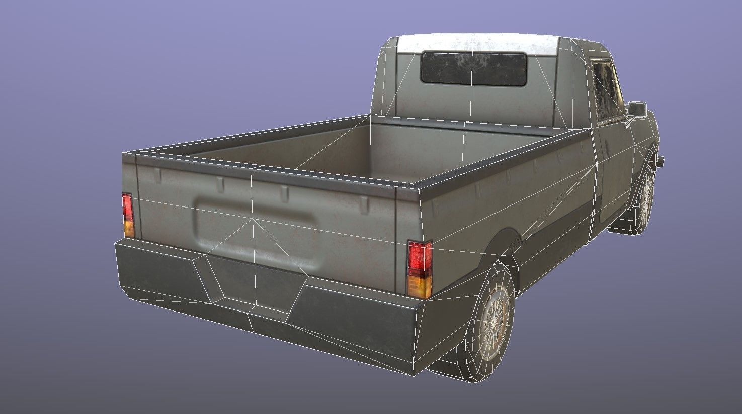 Generic PickUp Grey Low-poly 3D model_11