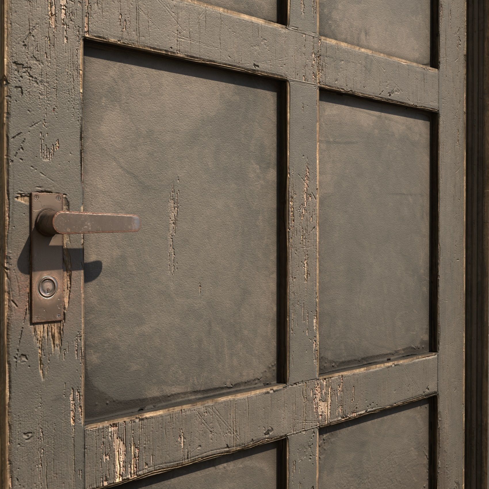 wooden Door modular kit- C type Low-poly 3D model_6