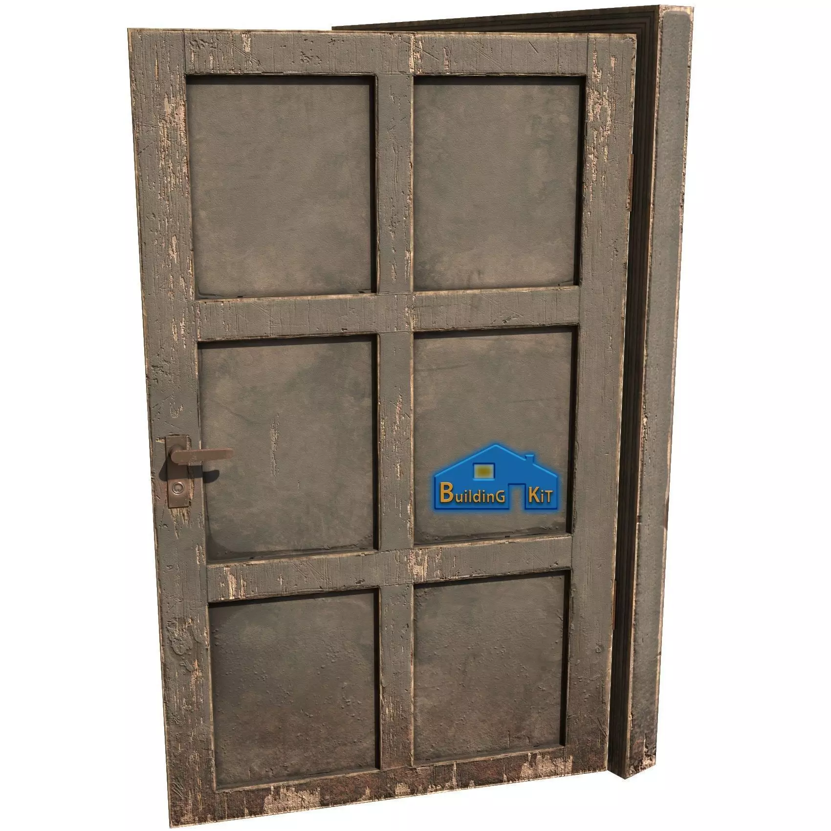 wooden Door modular kit- C type Low-poly 3D model_0