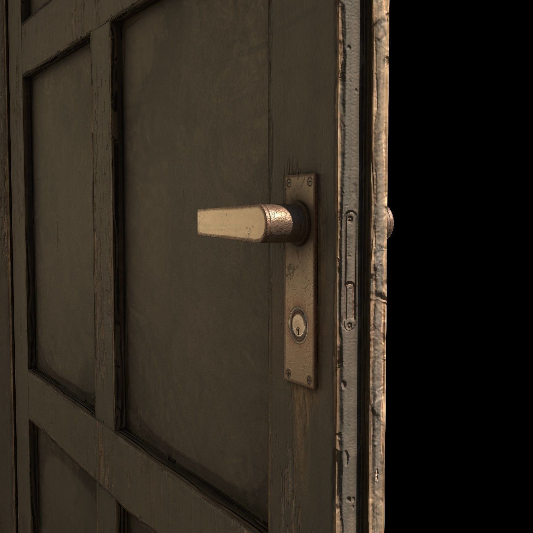 wooden Door modular kit- C type Low-poly 3D model_11