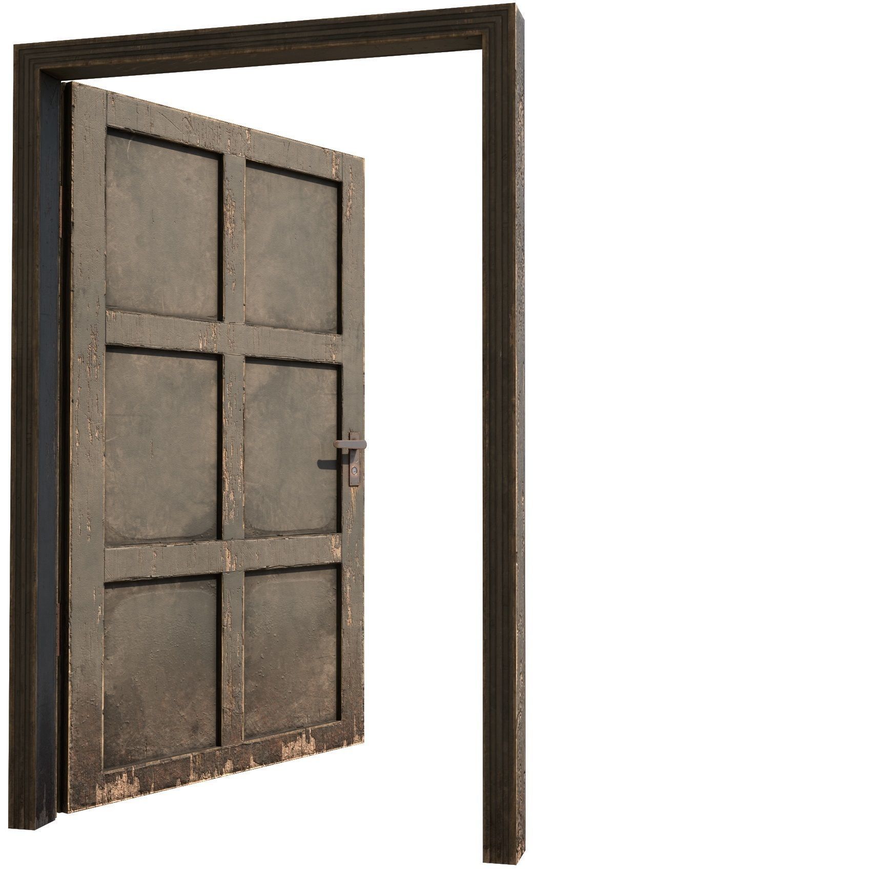 wooden Door modular kit- C type Low-poly 3D model_7