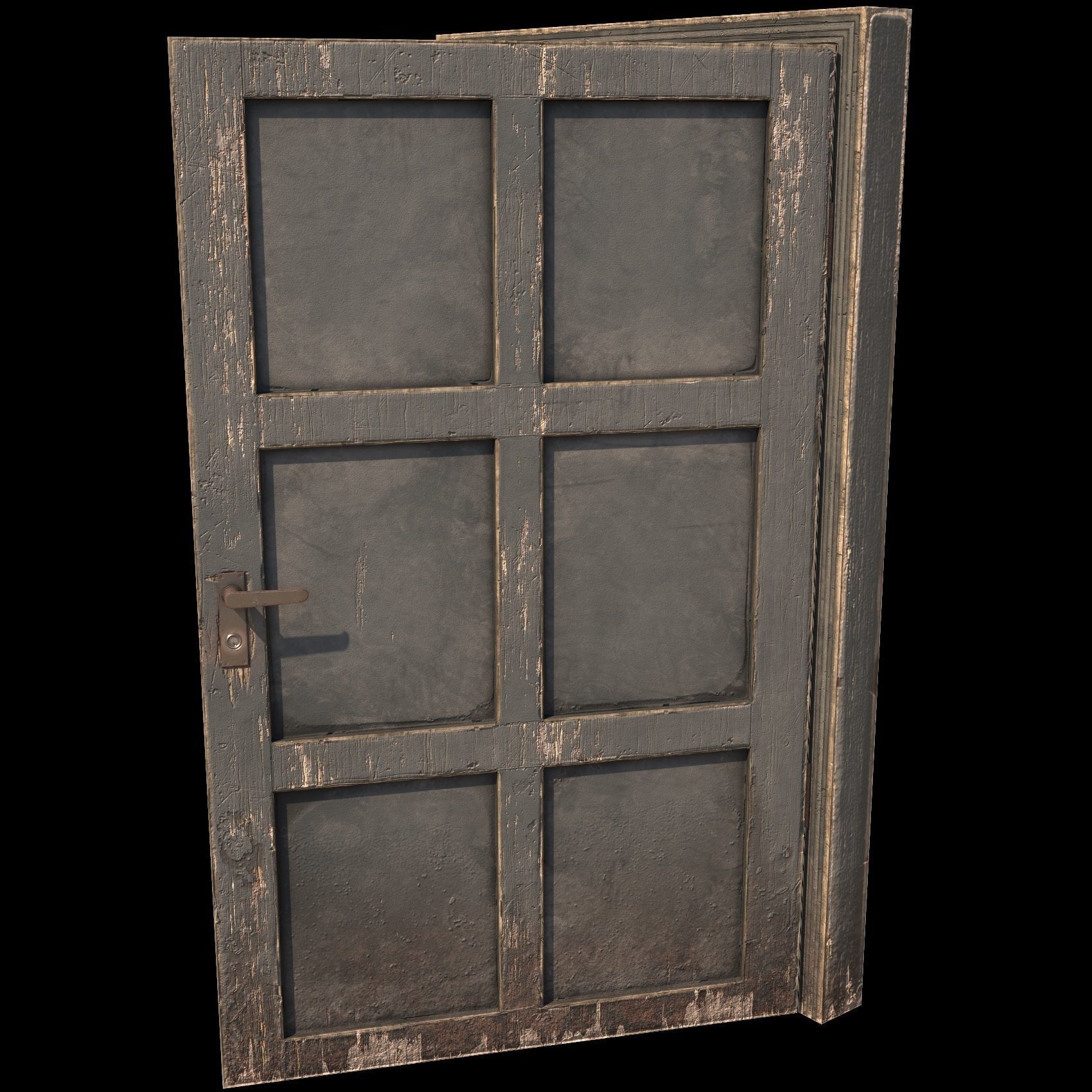 wooden Door modular kit- C type Low-poly 3D model_13