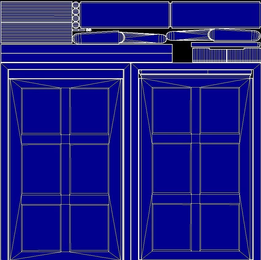 wooden Door modular kit- C type Low-poly 3D model_8