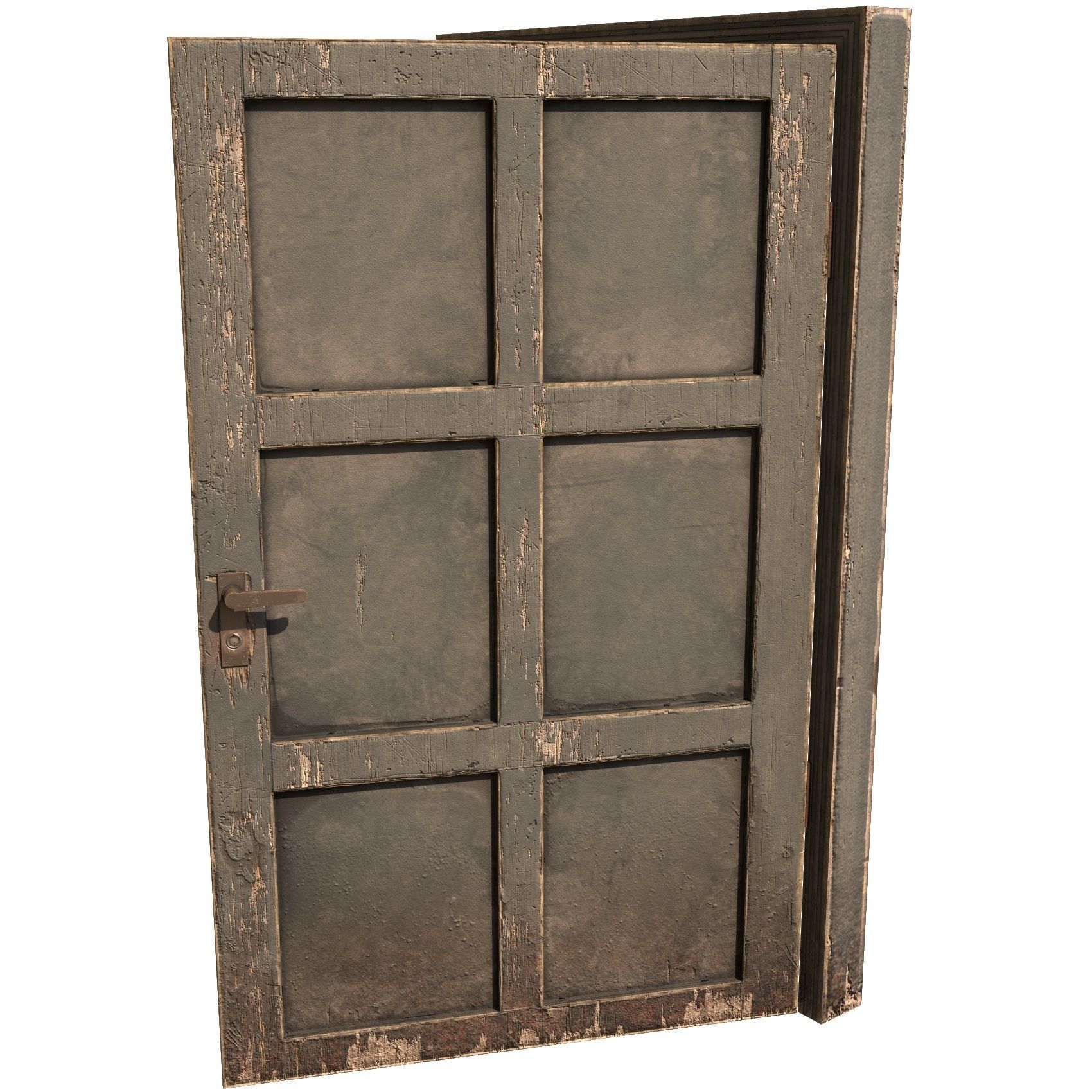 wooden Door modular kit- C type Low-poly 3D model_17