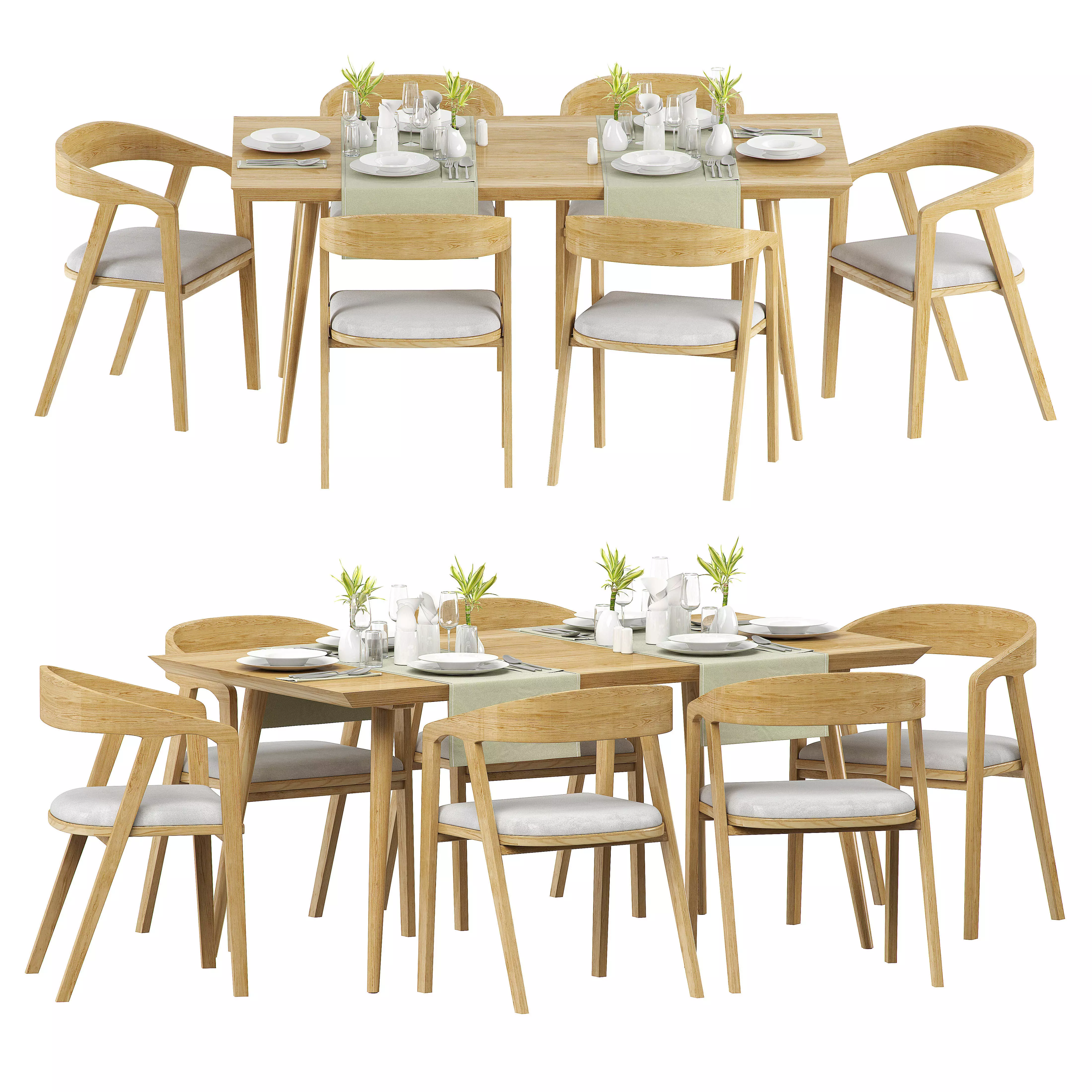 TABLE SET dining and chairs 3D model_0
