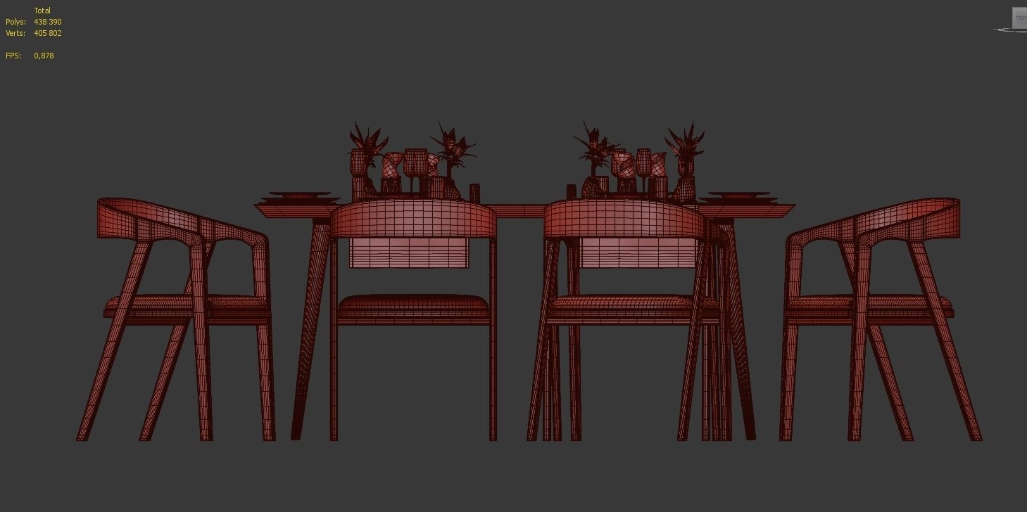 TABLE SET dining and chairs 3D model_5
