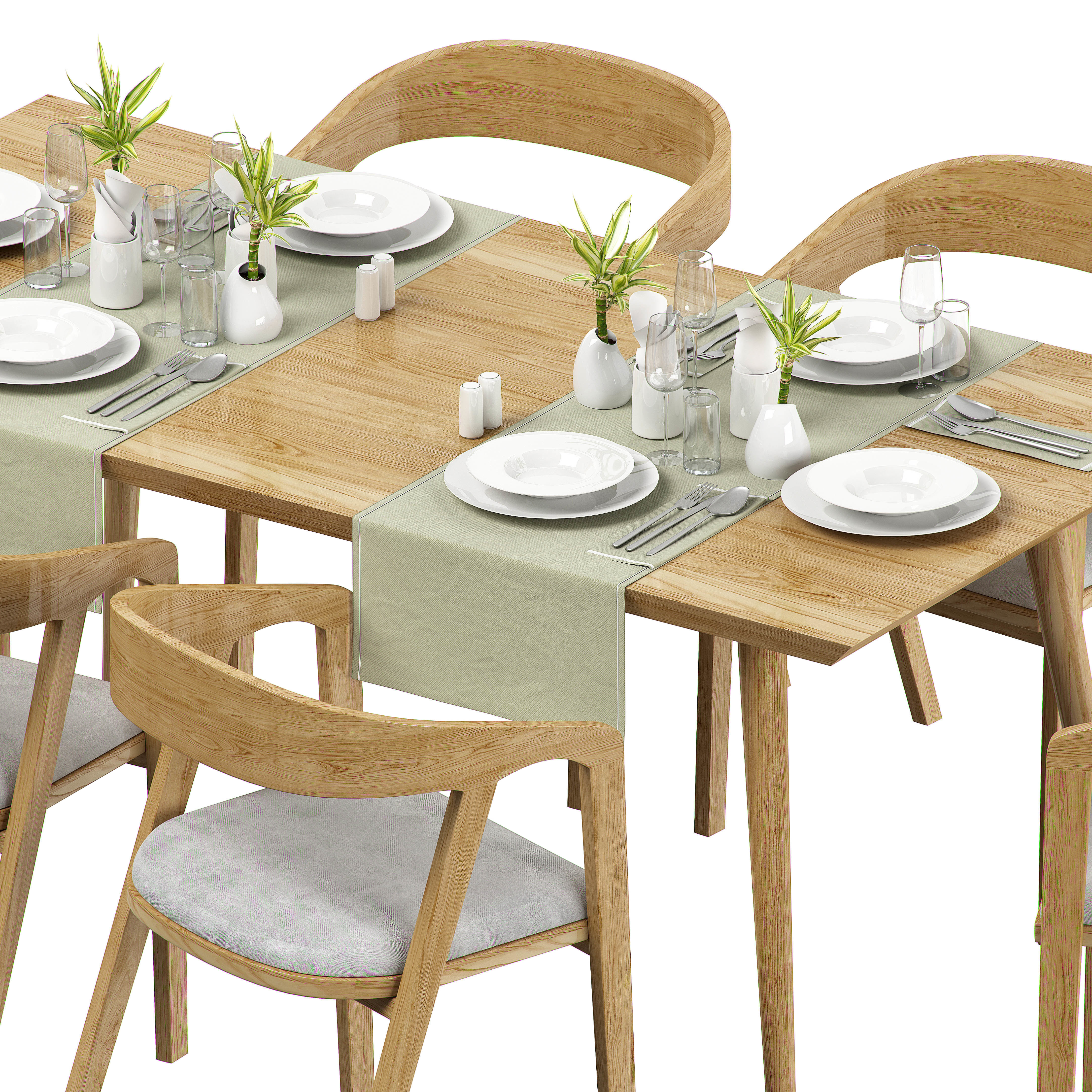 TABLE SET dining and chairs 3D model_3