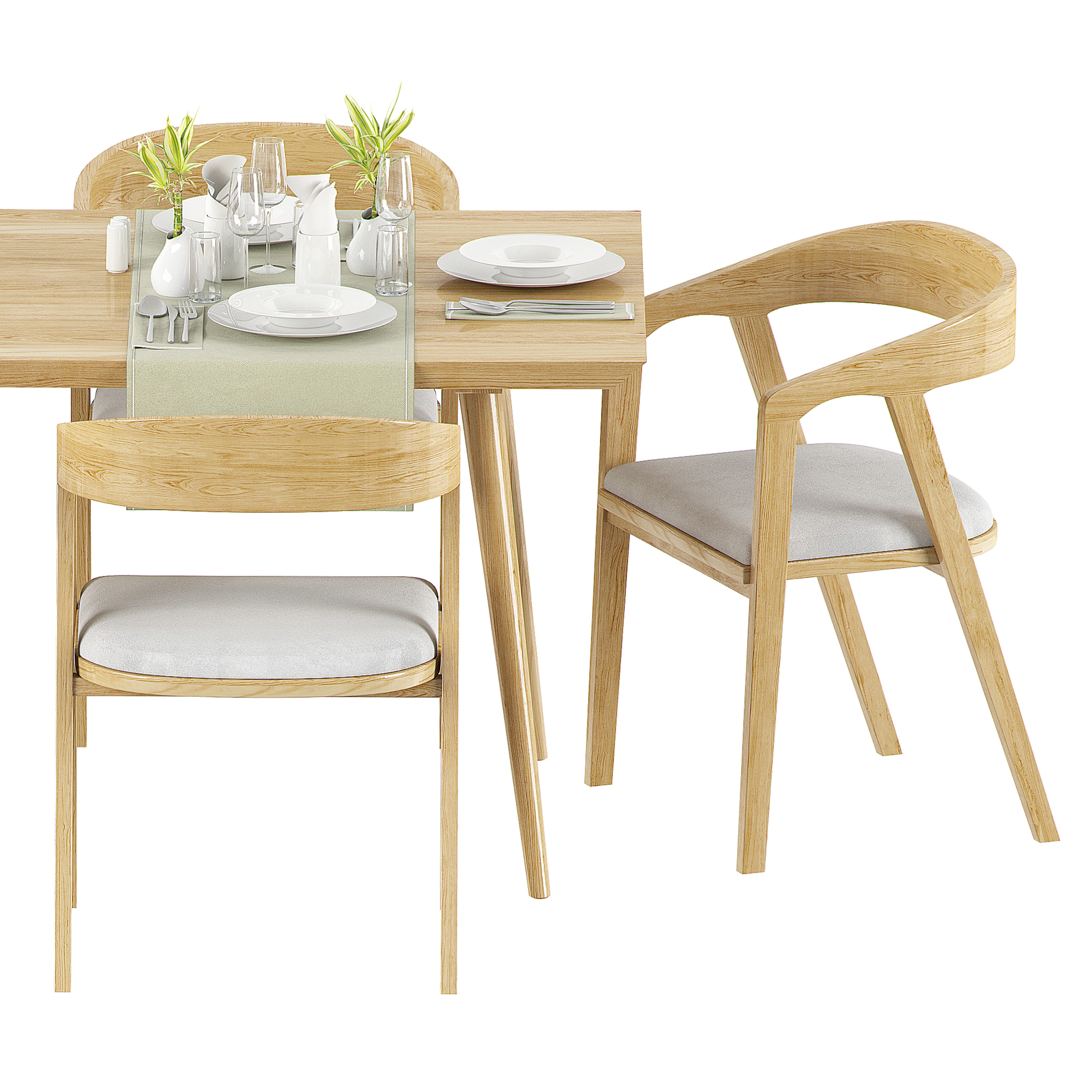 TABLE SET dining and chairs 3D model_2