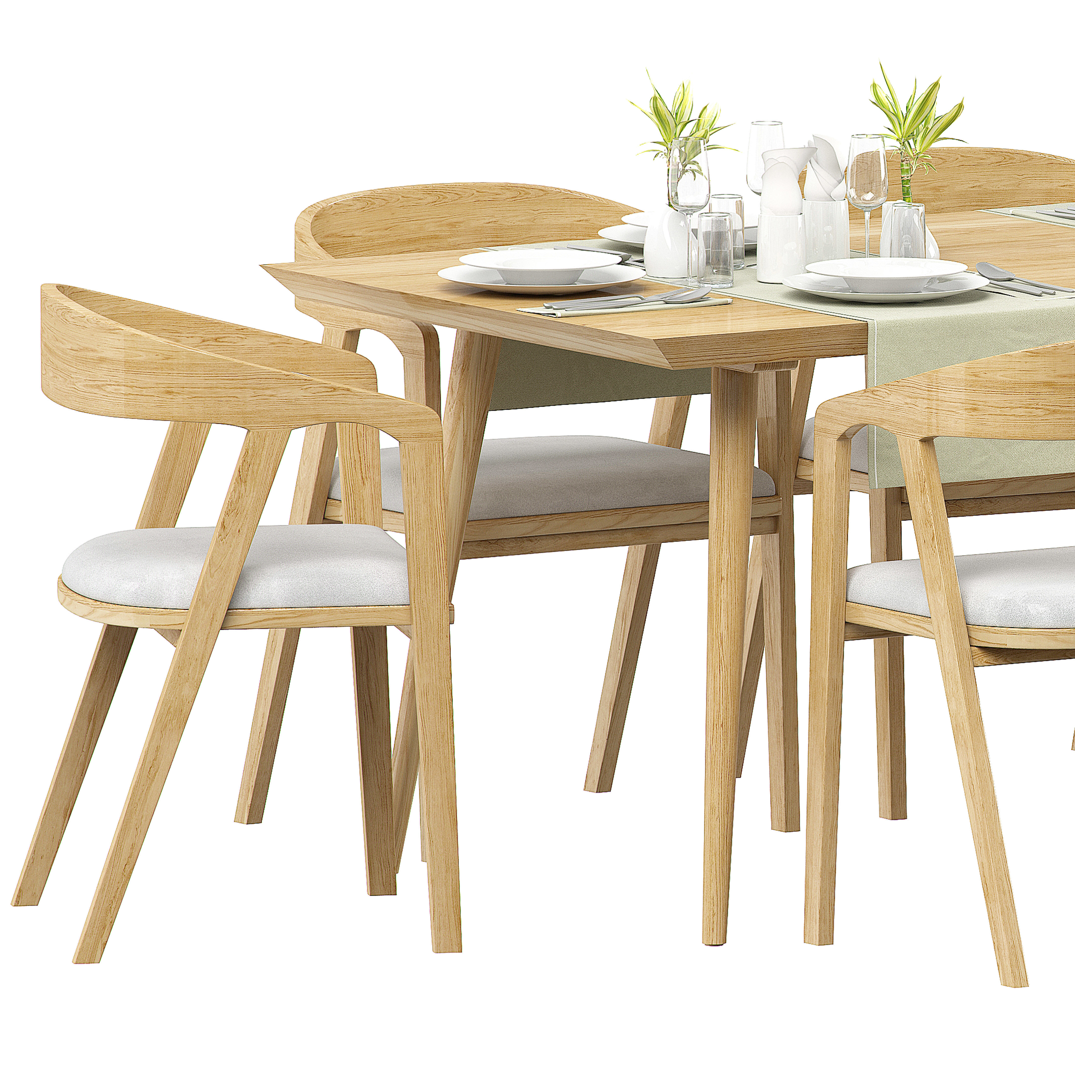 TABLE SET dining and chairs 3D model_1