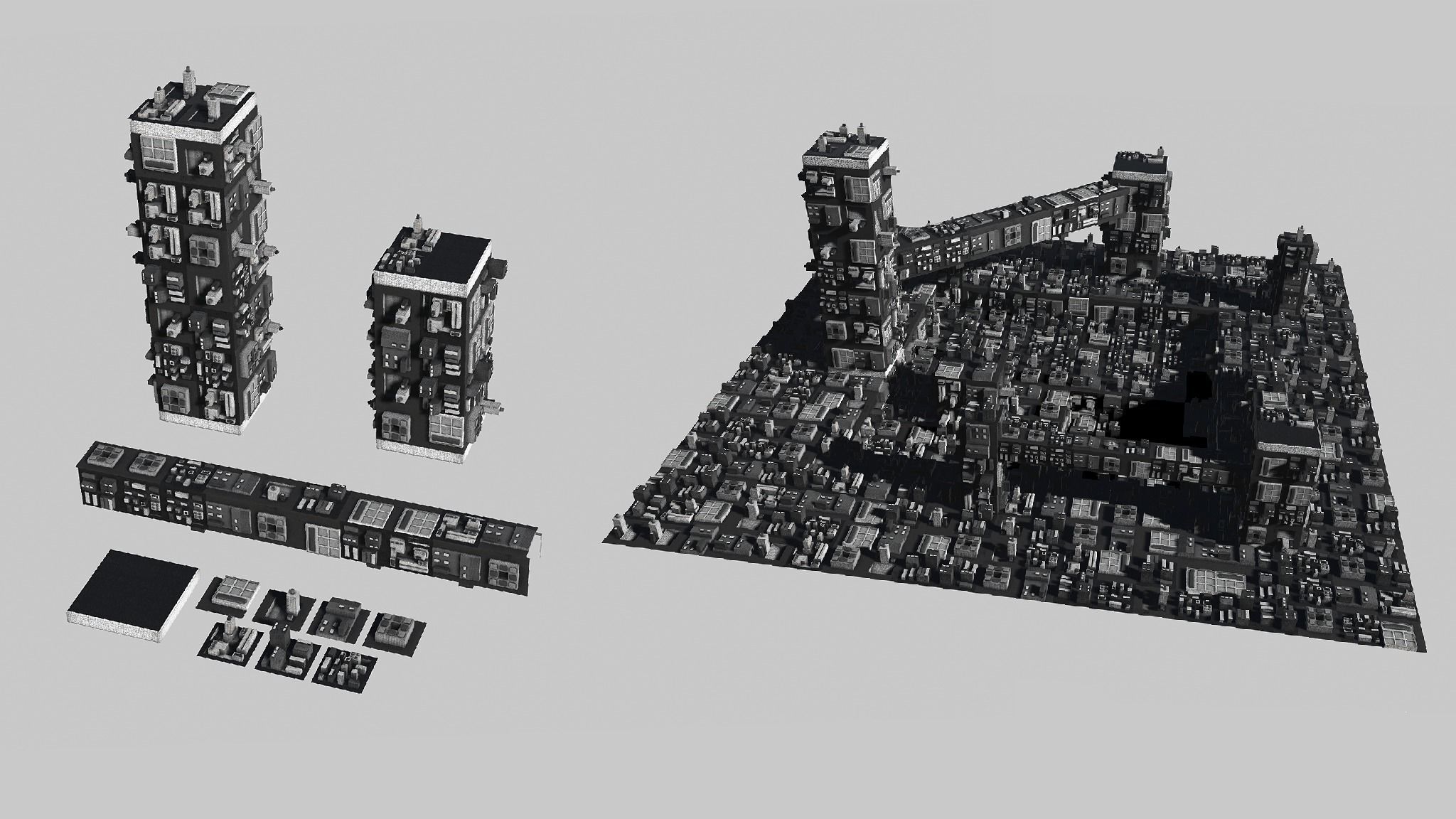 Greeble City Pieces Low-poly 3D model_6