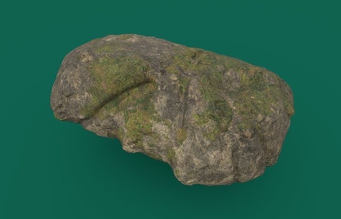 Mossy Rock 1 PBR Low-poly 3D model