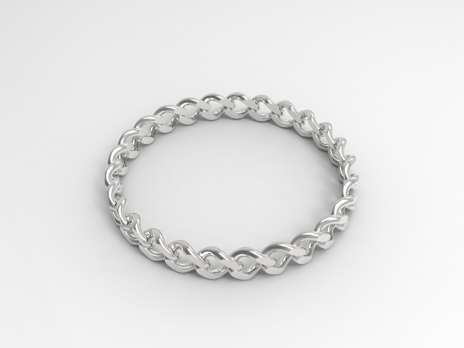 Cuban Link Chain Ring 4mm wide Curb link ring 3D print model_2