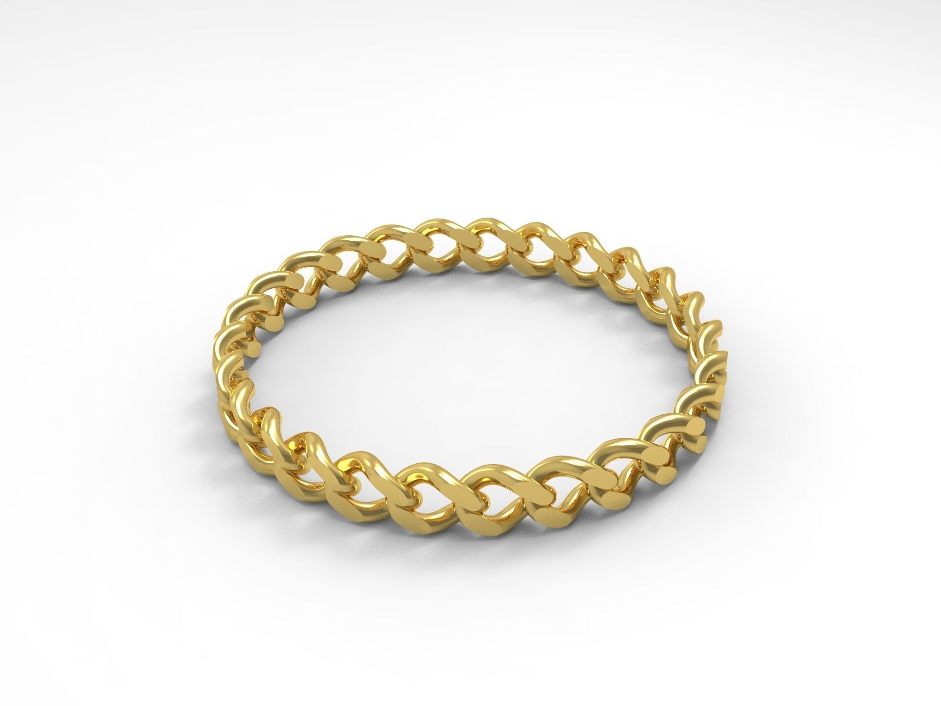 Cuban Link Chain Ring 4mm wide Curb link ring 3D print model_1