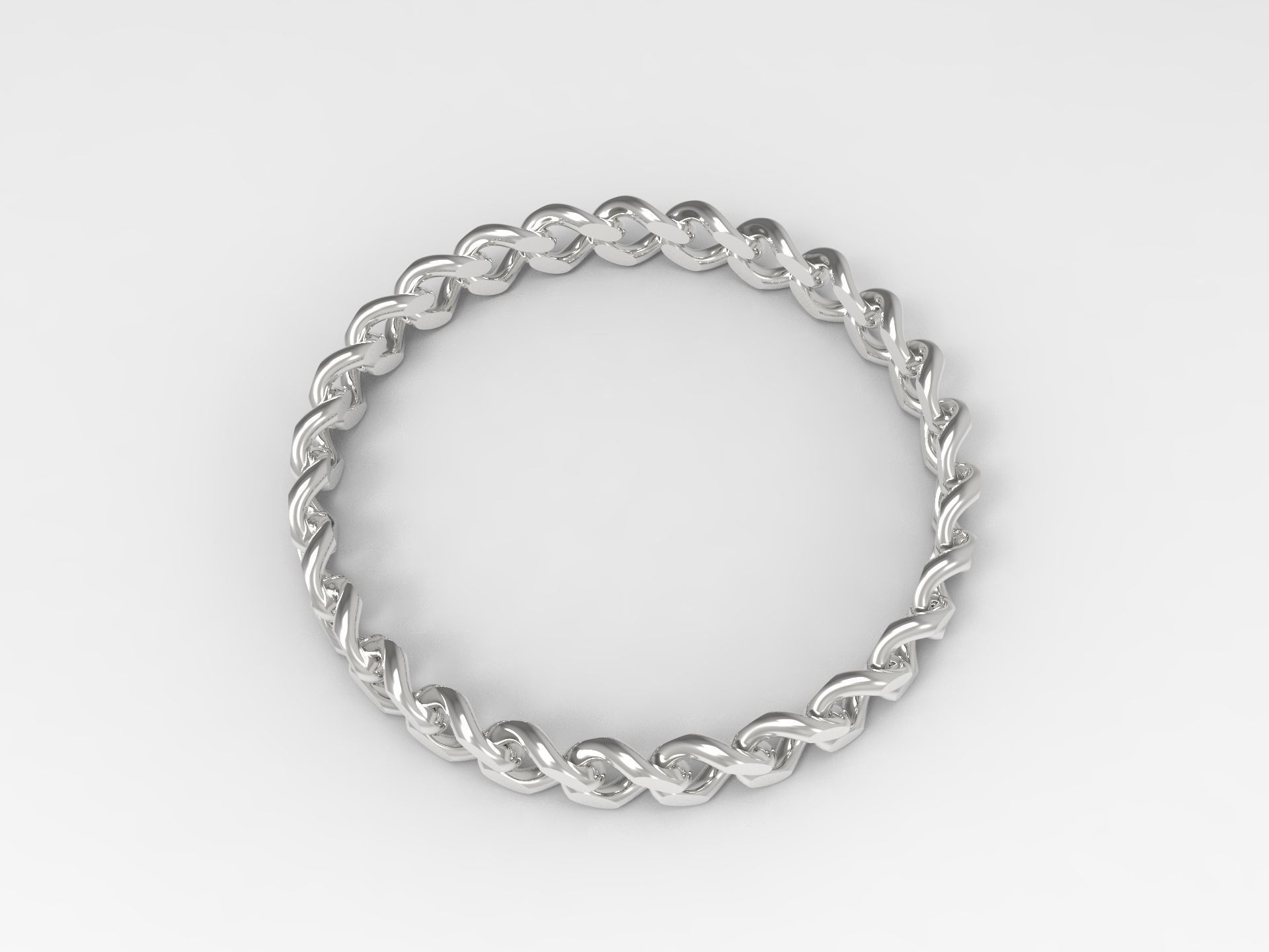 Cuban Link Chain Ring 4mm wide Curb link ring 3D print model_5