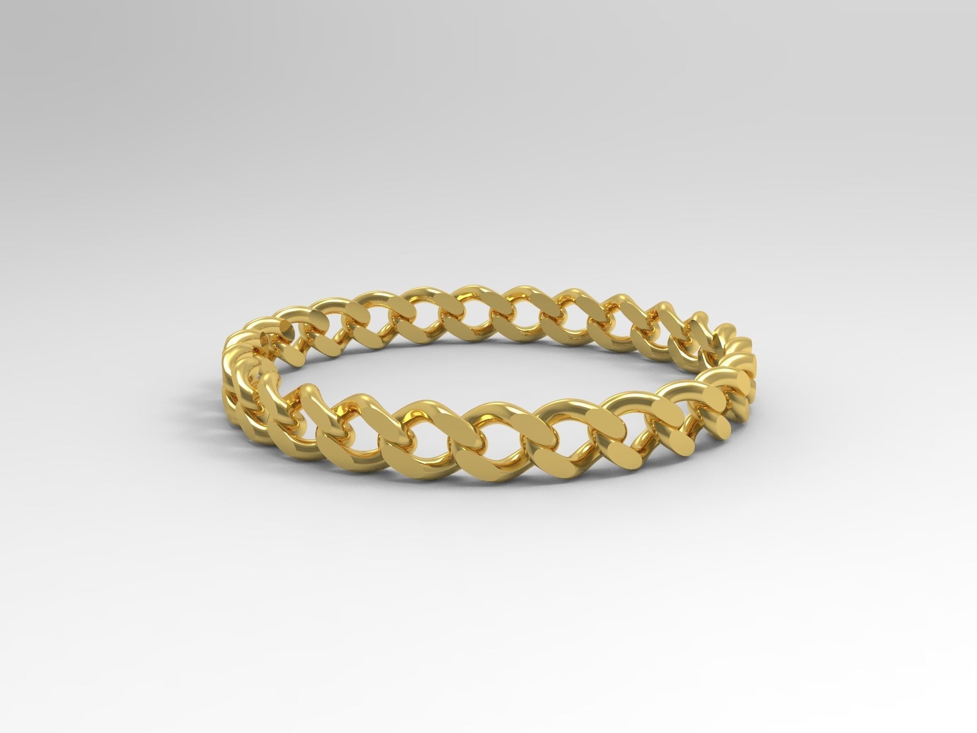 Cuban Link Chain Ring 4mm wide Curb link ring 3D print model_3