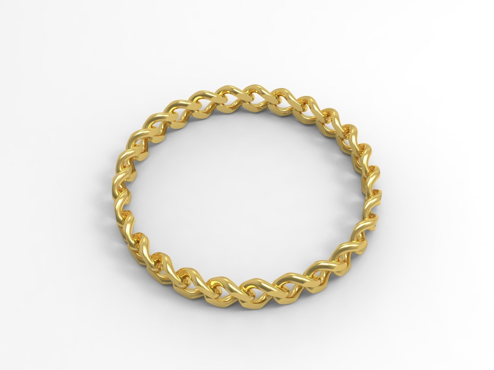 Cuban Link Chain Ring 4mm wide Curb link ring 3D print model_4