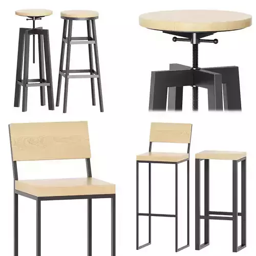 BAR STOOL SET 3D model