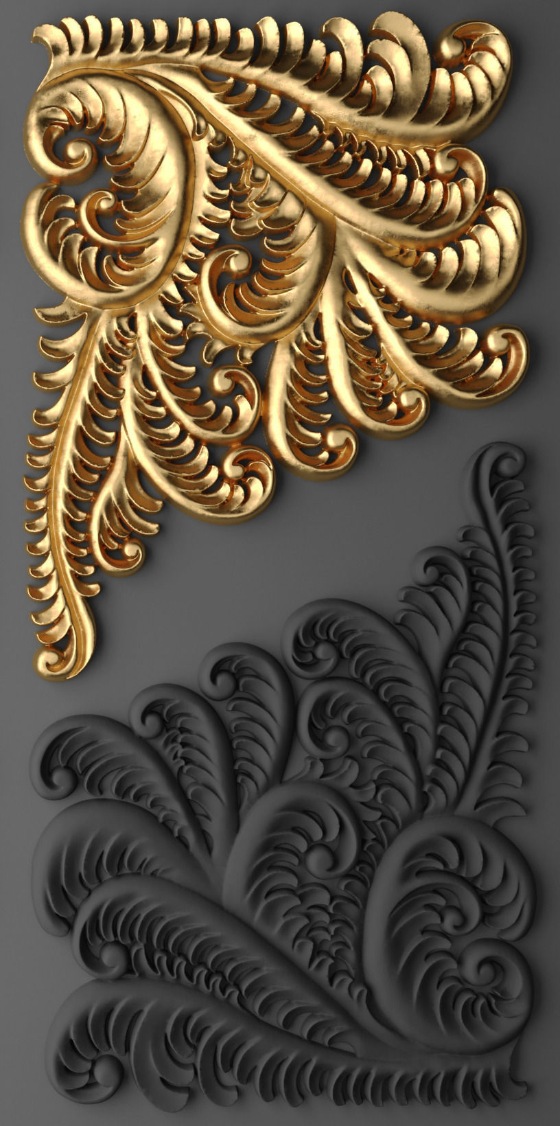 Fretwork SET 3D gold ornate design 3D model_6