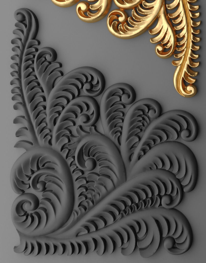 Fretwork SET 3D gold ornate design 3D model_1