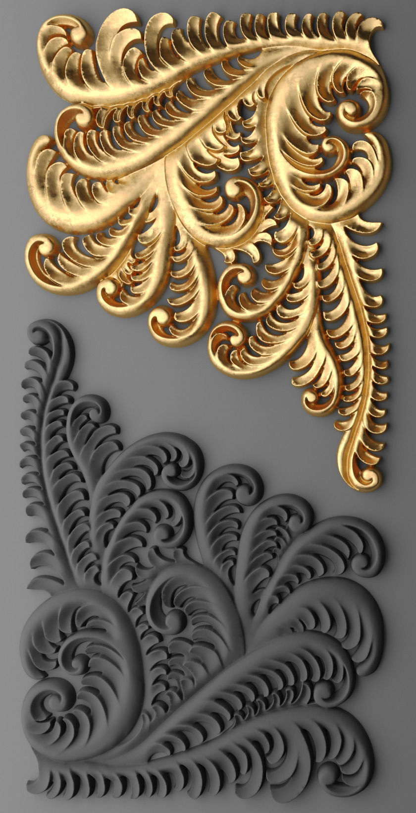 Fretwork SET 3D gold ornate design 3D model_5