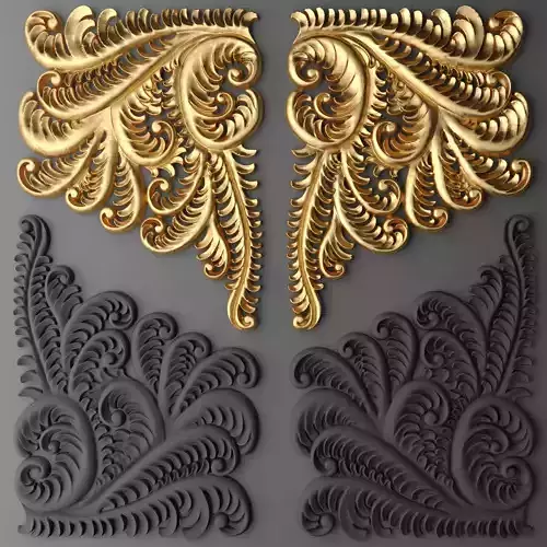 Fretwork SET 3D gold ornate design