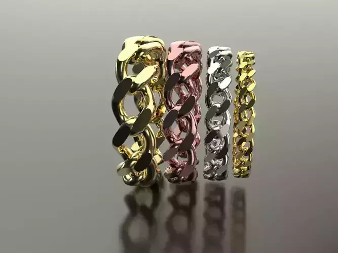 Cuban chain lin ring curb ring 4mm 6mm 8mm 10mm wide