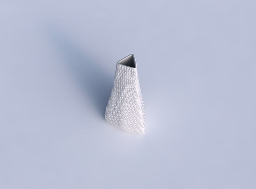 Vase puffy tipped triangle with twisted diagonal grid bulges 3D print model_1