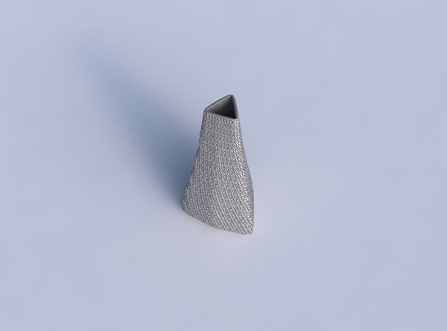 Vase puffy tipped triangle with twisted diagonal grid bulges 3D print model_6