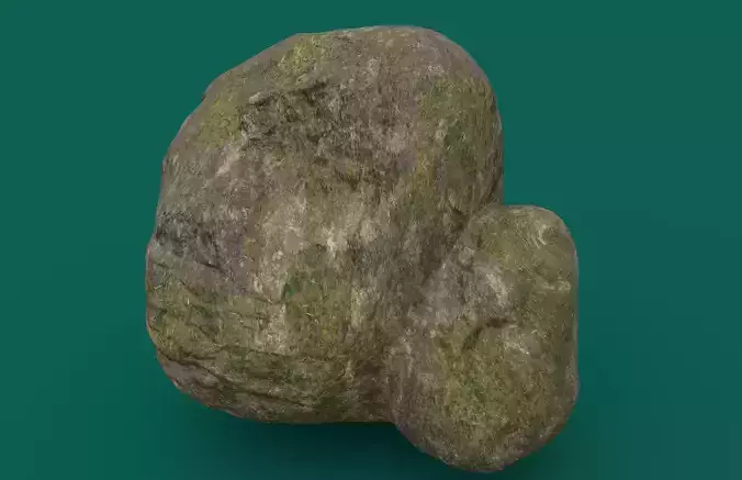 Mossy Rock 4 PBR  Low-poly 3D model