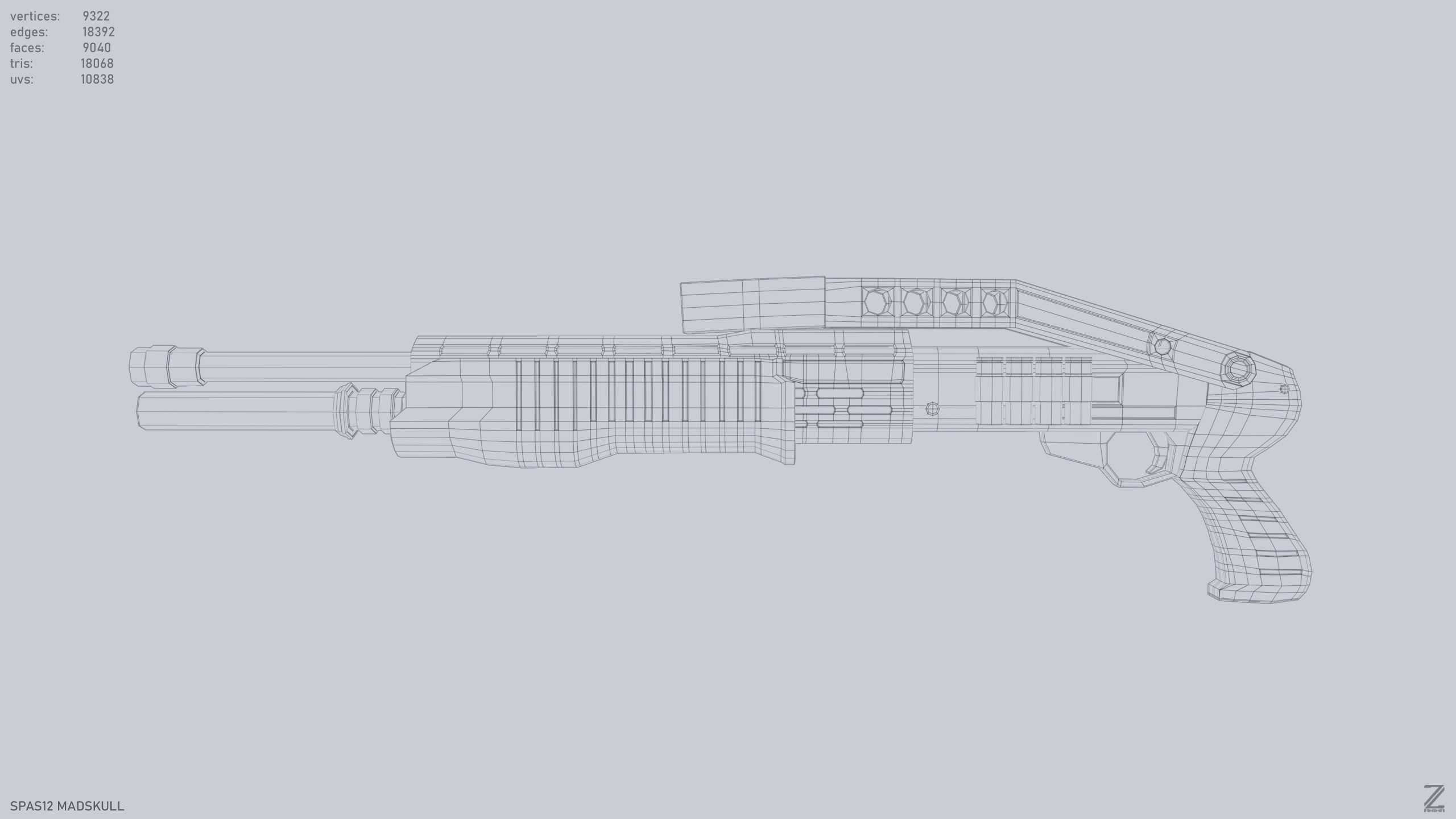 SPAS12 gun Low-poly 3D model_9