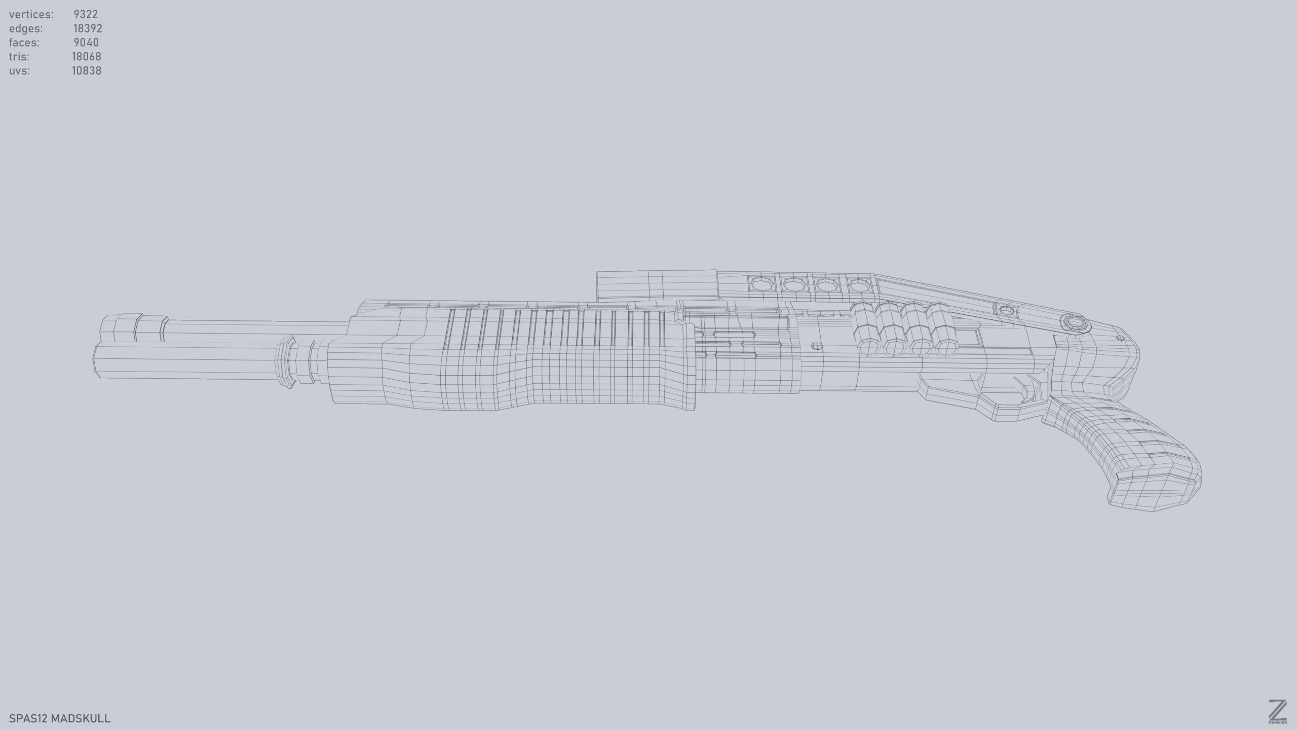 SPAS12 gun Low-poly 3D model_11