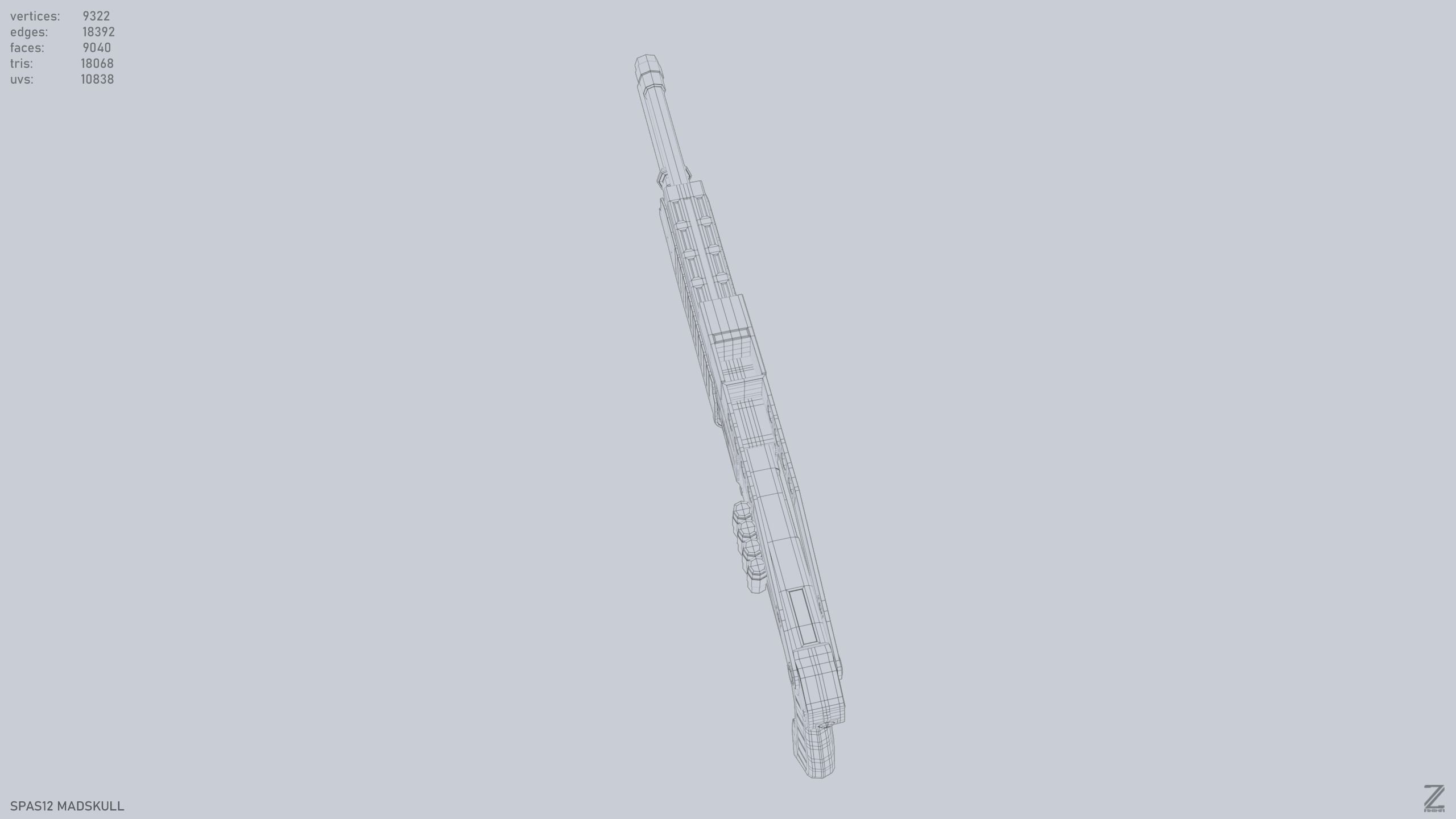 SPAS12 gun Low-poly 3D model_14
