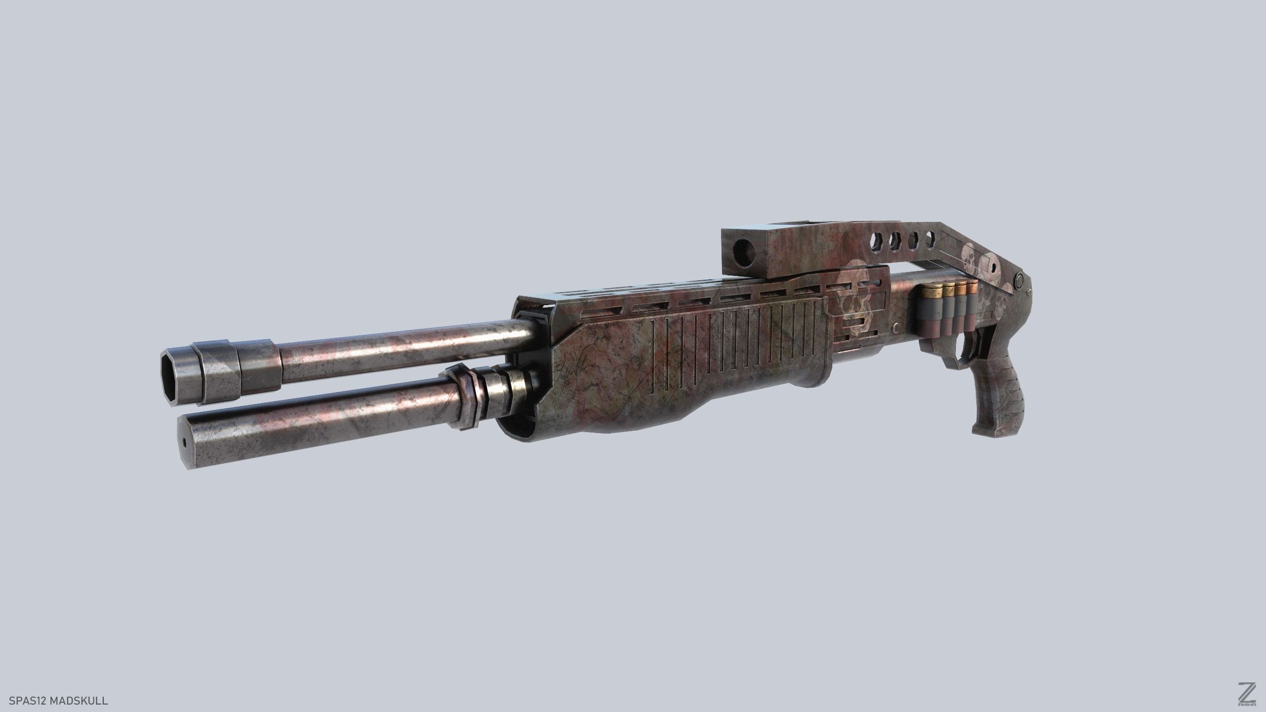 SPAS12 gun Low-poly 3D model_3