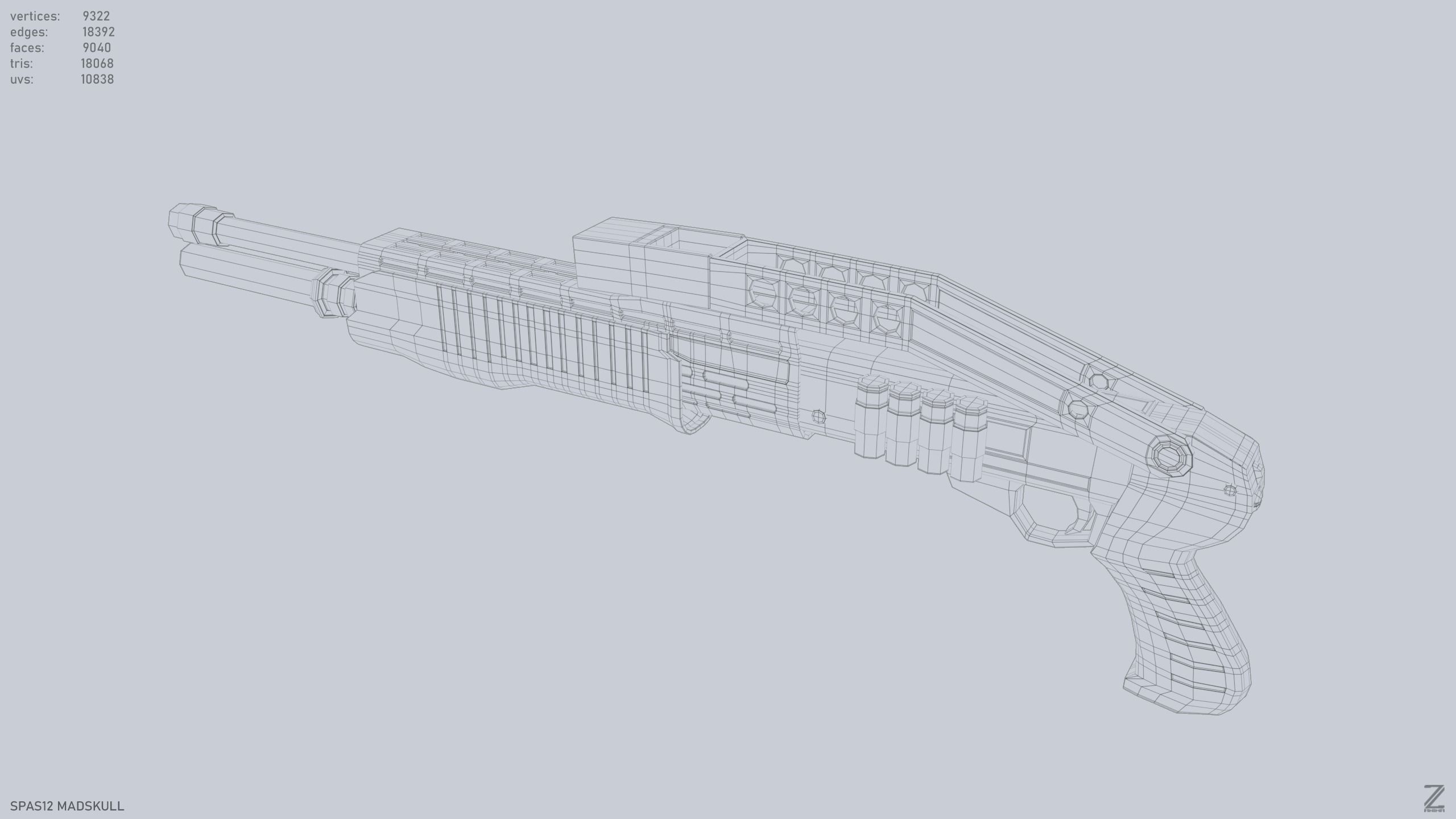 SPAS12 gun Low-poly 3D model_8