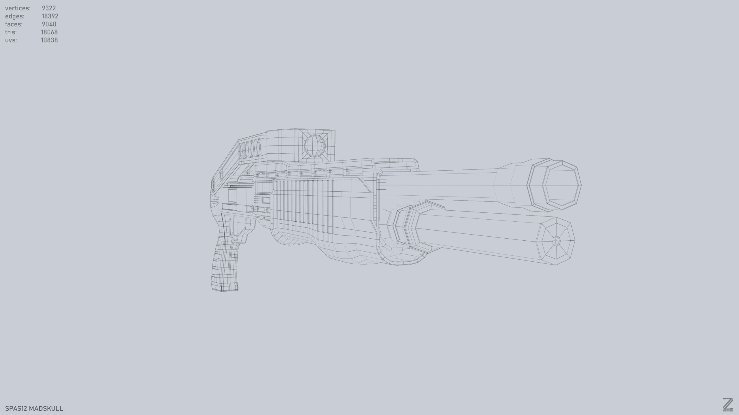 SPAS12 gun Low-poly 3D model_13