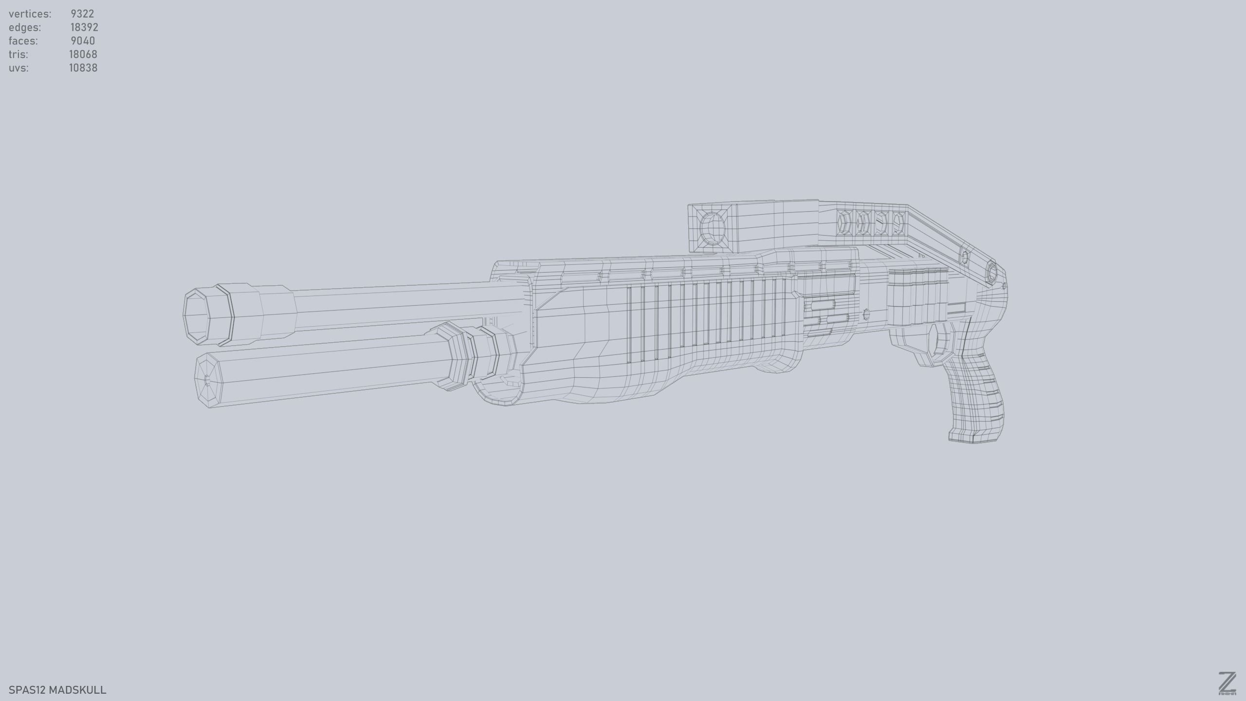 SPAS12 gun Low-poly 3D model_10