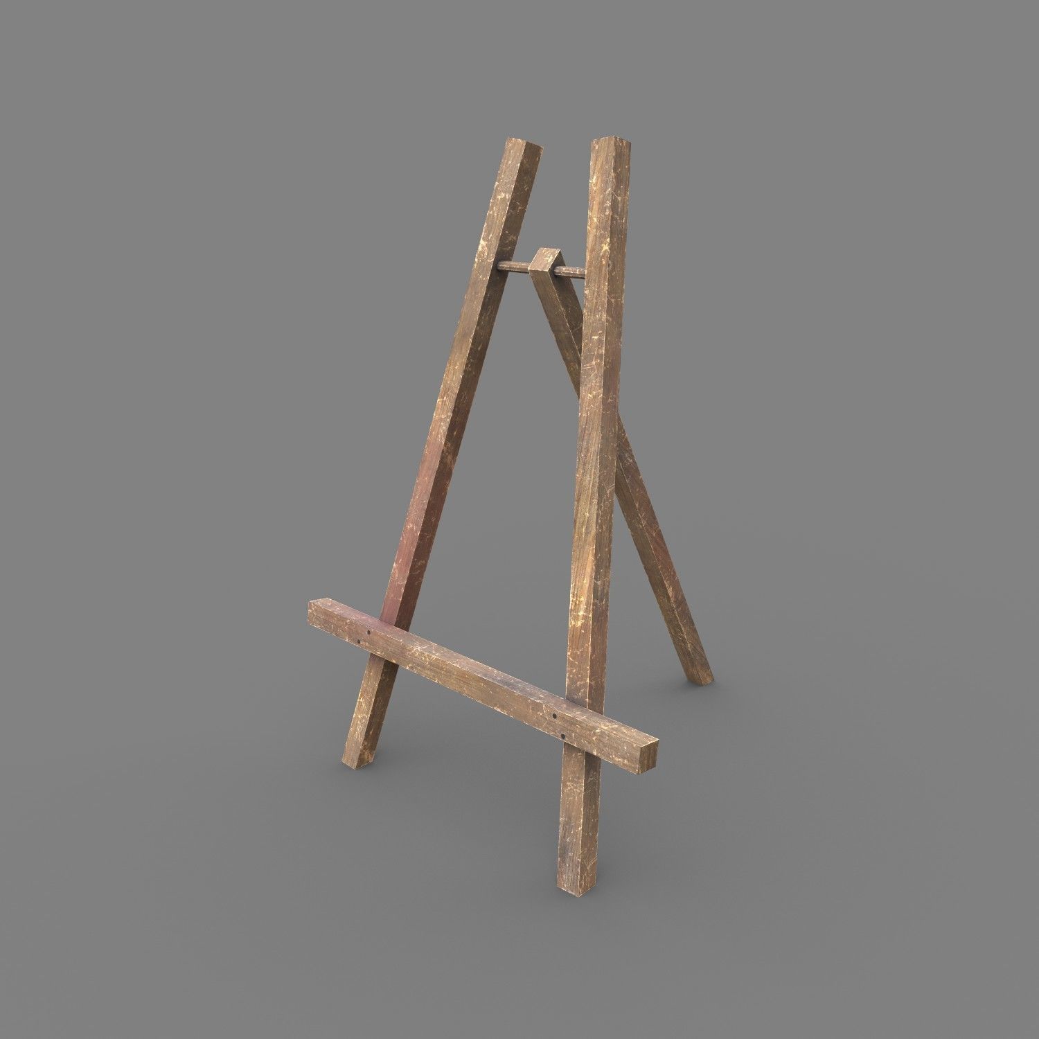 Easel - PBR wooden Low-poly 3D model_7