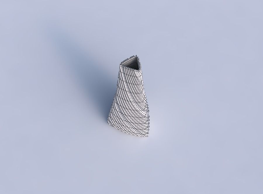 Vase puffy tipped triangle with twisted extruded lines 3D print model_6