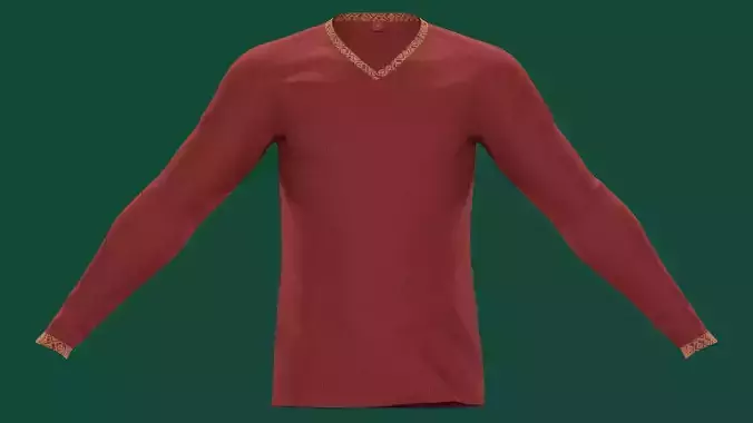 Red casual long shirt with print accent 