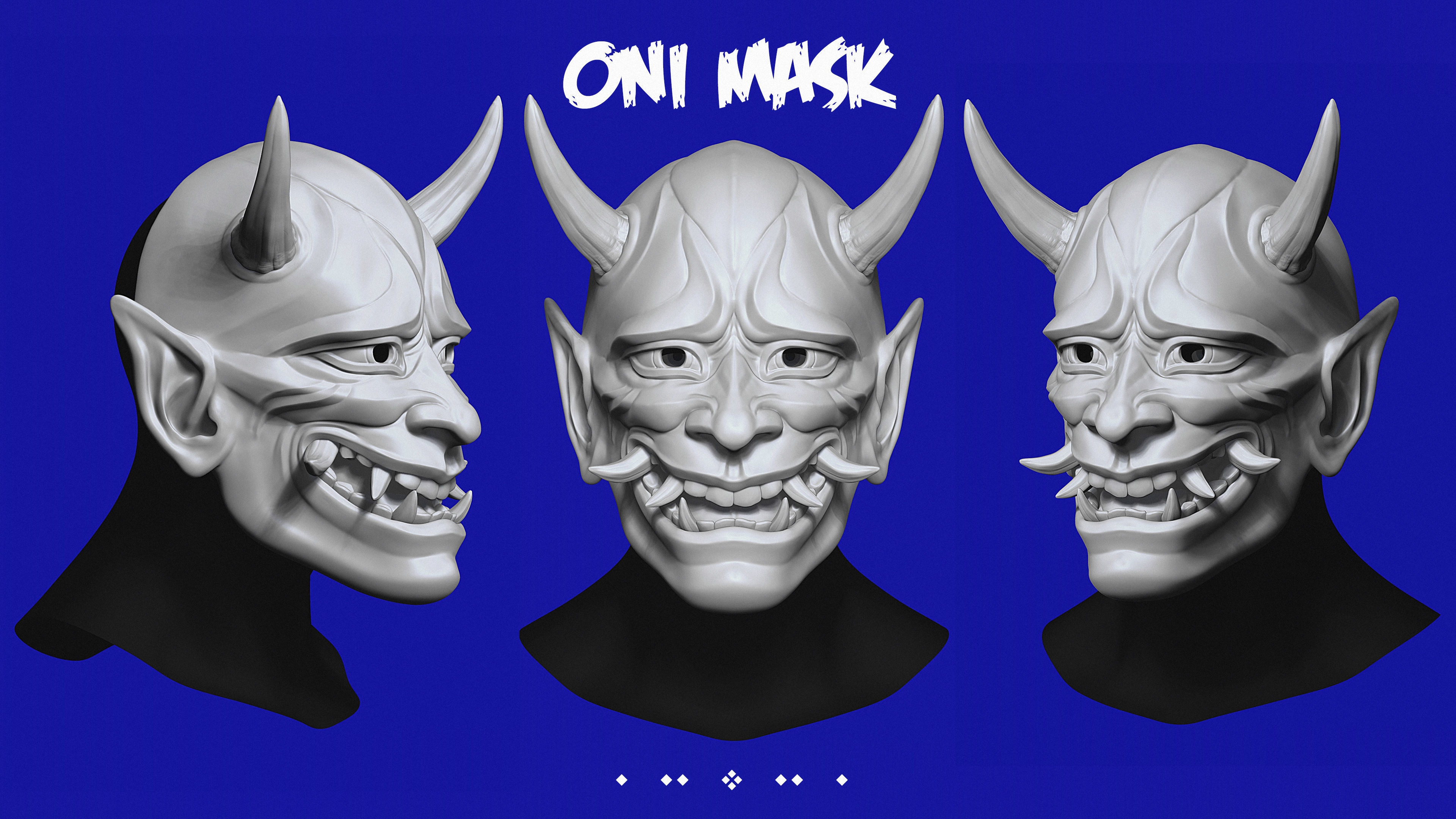 Japan Oni Mask Cosplay 3D print model_3