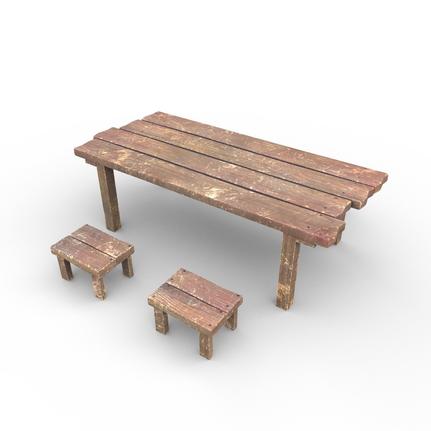 Table and Seat Low-poly 3D model_3