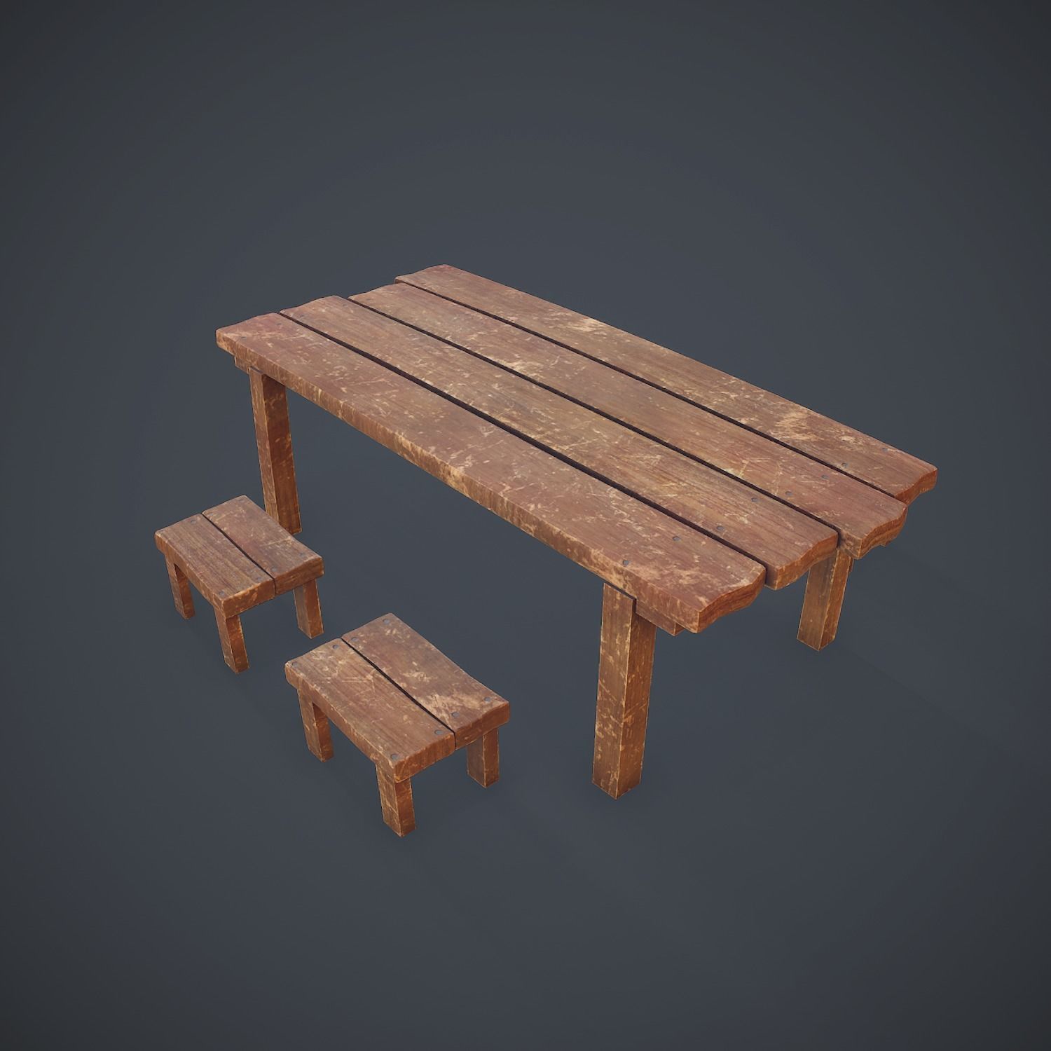 Table and Seat Low-poly 3D model_9