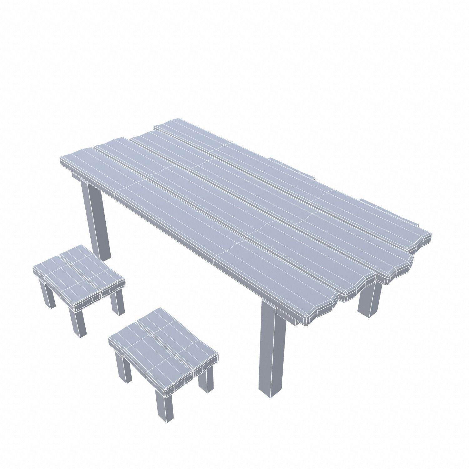 Table and Seat Low-poly 3D model_11