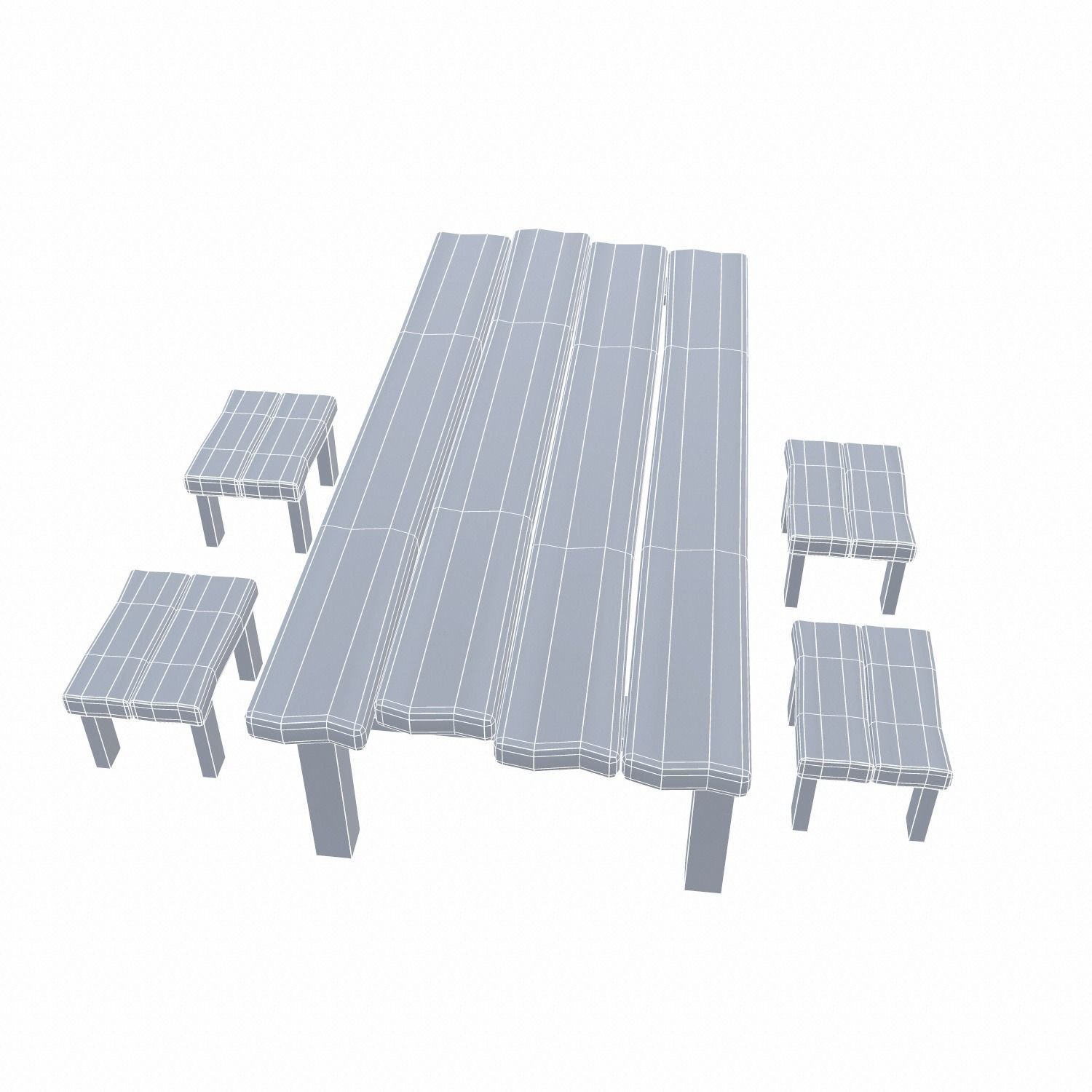 Table and Seat Low-poly 3D model_14