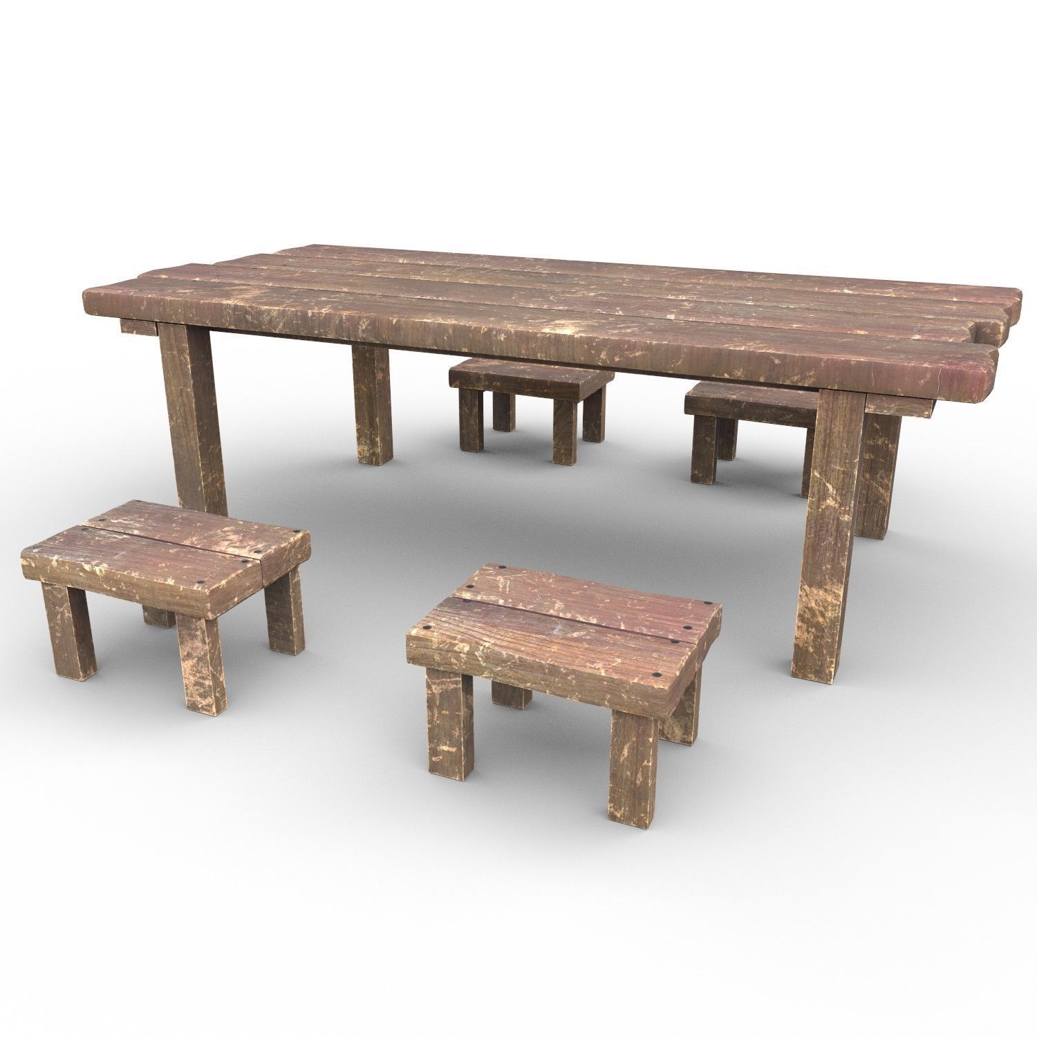 Table and Seat Low-poly 3D model_8